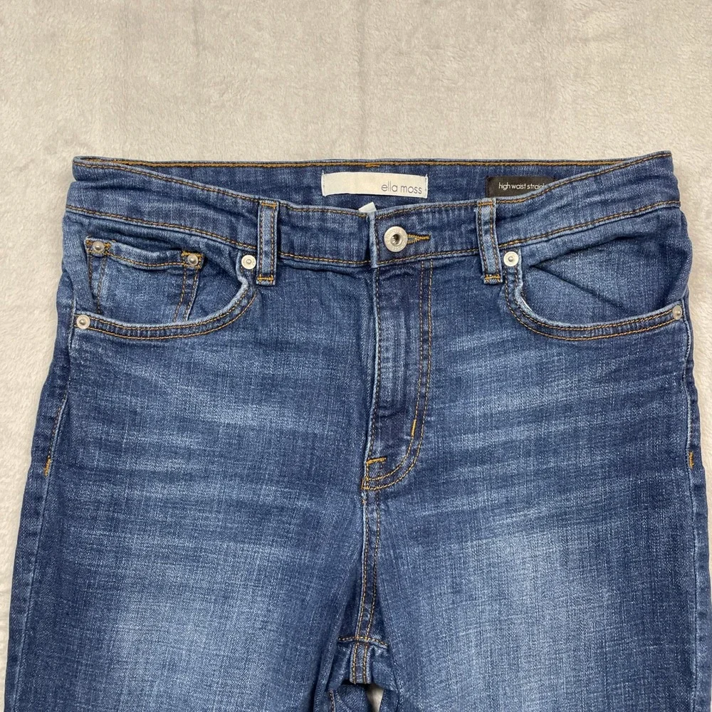 Ella Moss Straight Jeans Women 10/30 Blue High Waist Stretch Medium Wash